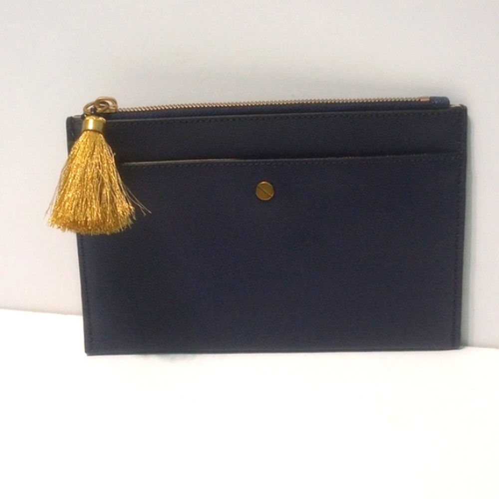 J.Crew Signet Large Leather Pouch/ Clutch